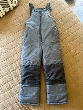 London Fog Grey and Black Kids Snow Bib Overalls